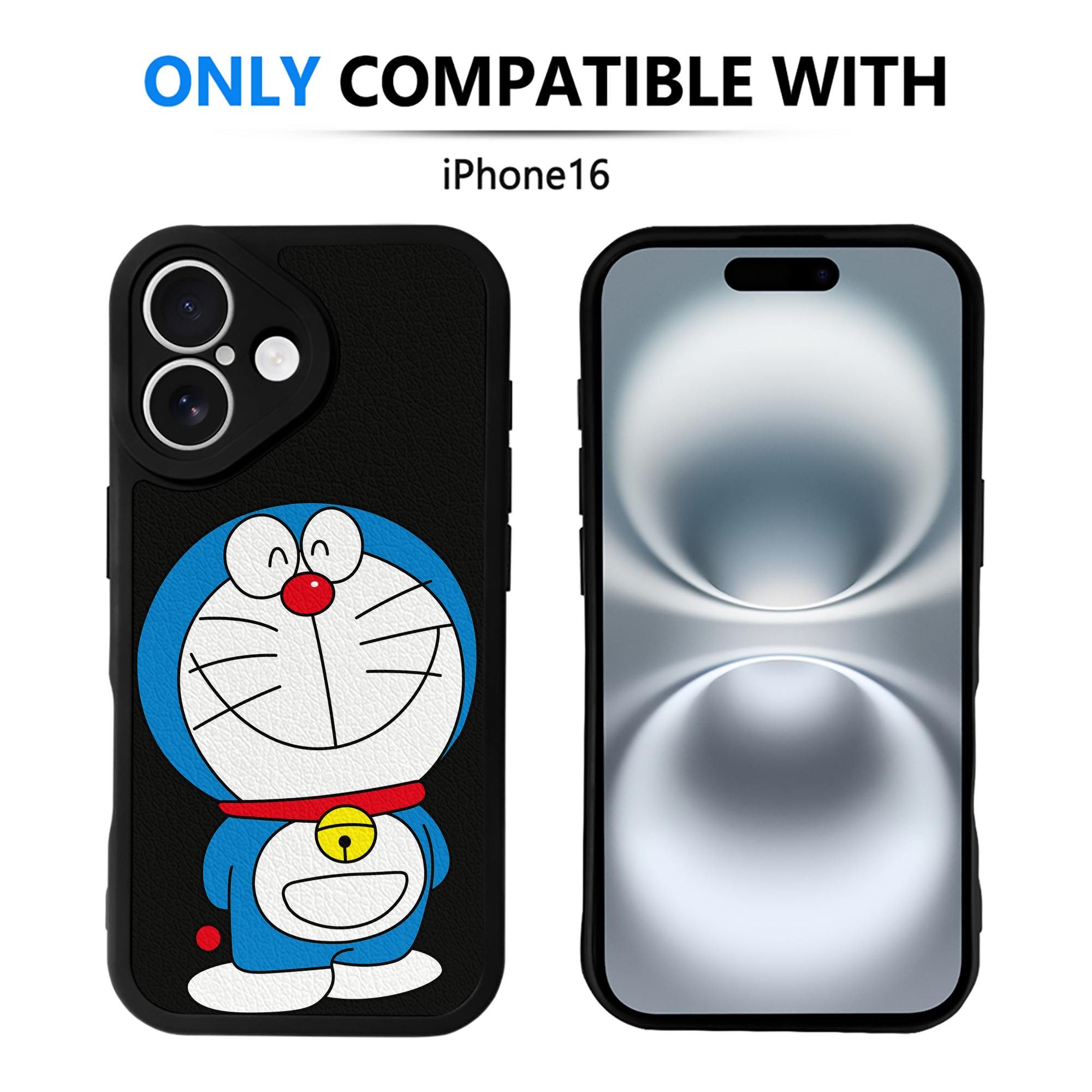 （画像用） ドラえもん Doraemon 【iPhone 16シリーズ対応】シリコンスマホケース（レザー調） 材質：シリコン